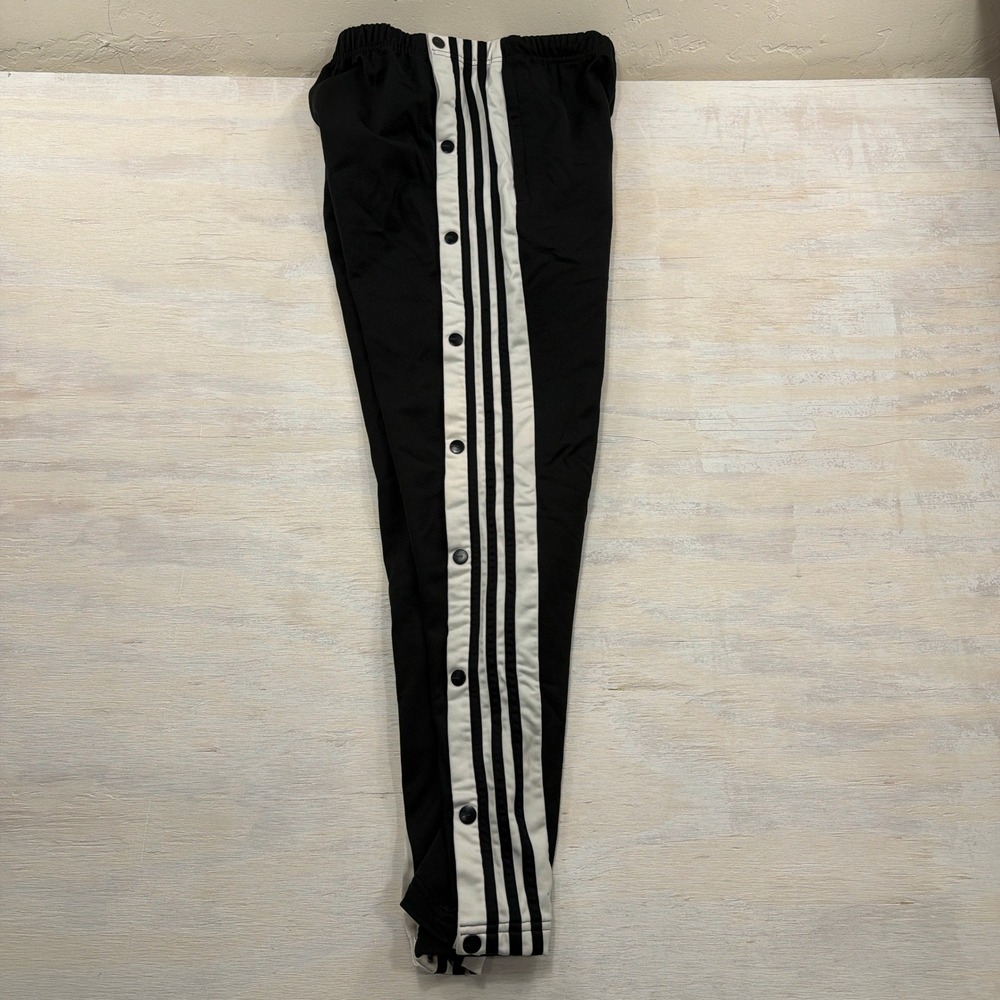 Adidas Track Pants Adibreak Snap Button Side Stripe Black Mens Small BR2232